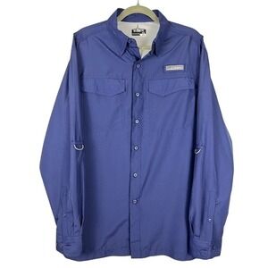 Habit Mens Long Sleeve‎ Sun Protection Shirt Blue Mesh Vented Pocket UPF M